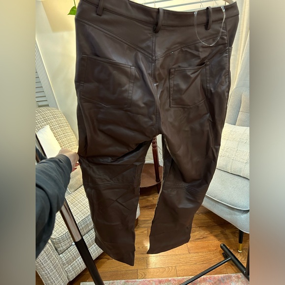 House of CB Inaya Dark Brown Stretch Vegan Leather Trousers - Picture 6 of 10